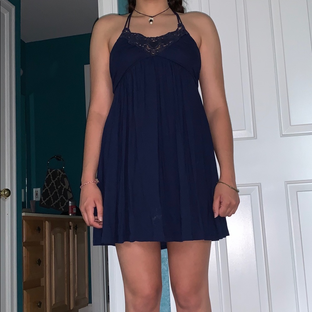 crochet top blue dress